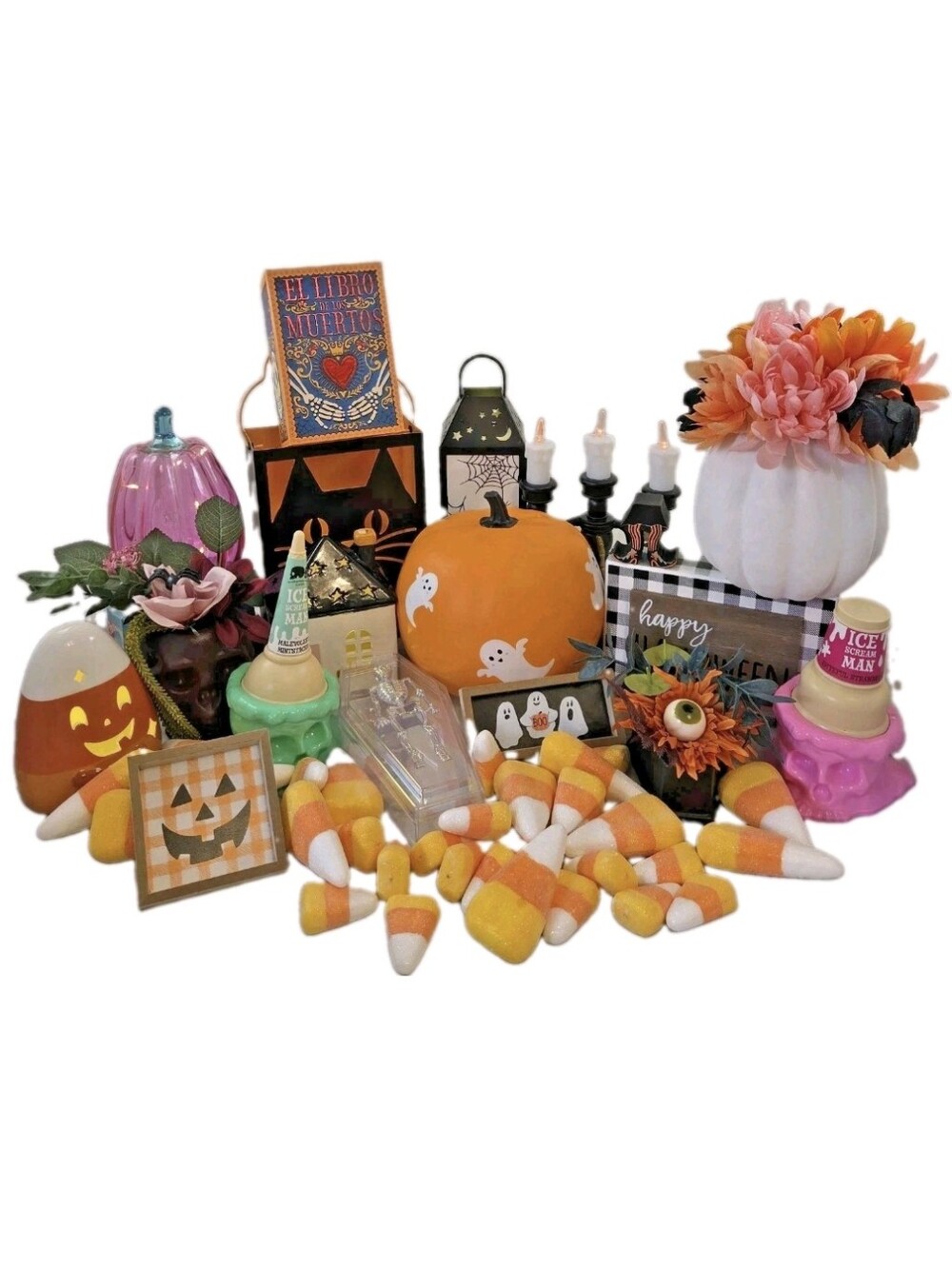 Large Halloween Decor Lot Target Light Up Tabletop Pumpkins Signs Floral Candy